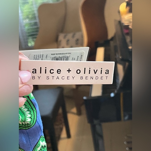 NWT Alice + Olivia DELORA SPAGHETTI STRAP MIDI DRESS Spring Paisley Palace Blue - Picture 5 of 7